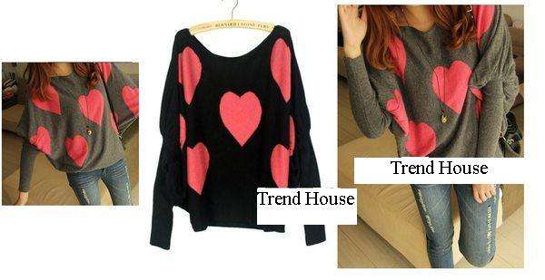 Cutie Printed Heart Pattern Top  Size : 32/34 (Available in Black & Grey)